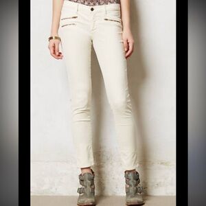 AG Adriano Goldschmied ivory corduroy moto Stevie ankle mid rise jeans pants 26R